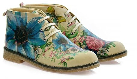 GOBY Bottines Stivaletti Vegani Fatti a Mano con Stampa - Design Confortevole - Vernice Multicolore Durevole di Alta Qualità - Resistenza all'Esterno