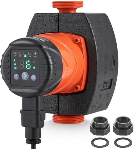 VEVOR Pompa di Circolazione per Acqua Calda, LPS25-8BP-180, Pompa di Riscaldamento, 67 L/min Pompa dell'acqua automatica ECM, 220 V 60 W Altezza di Scarico 8 m per Impianto di Riscaldamento dell'Acqua