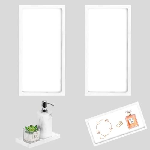 XINSUO 2 Stück dekorative Tabletts, rechteckig (Weiß, rechteckig, 20 x 10 cm)