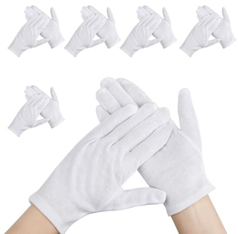 XOXVURI 5 Pares Guantes De Algodón Guantes Hidratantes Neurodermatitis De Punto Delgado Transpirables Guantes Hechos A Mano Delgadosy Secos Blanco