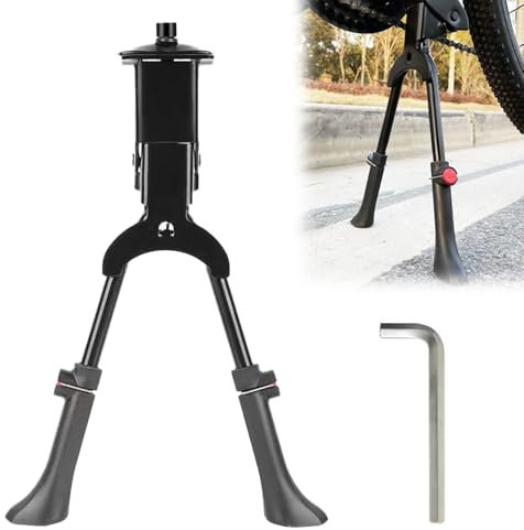 Dhqkqg Fahrradständer Doppelständer, Fahrradständer Zweibein-Ständer, Doppelständer Höhenverstellbar 24-28 Zoll, Fahrradständer Mountainbike für Mountainbike, E-Bike, MTB, Cityrad