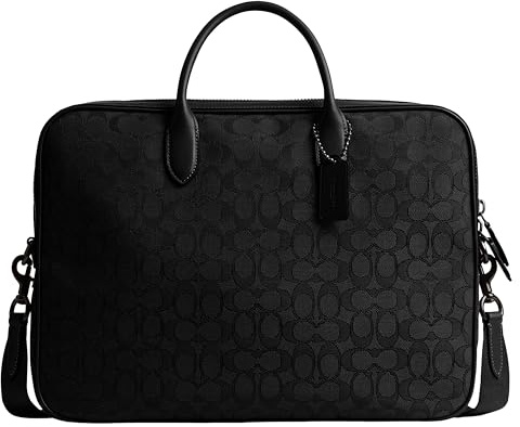 Coach Men's Theo Work Bag in Signature Jacquard Business, Black, M