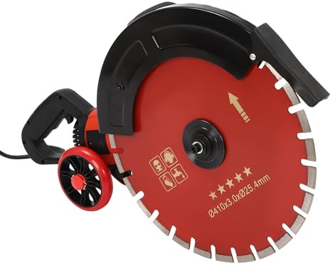 Mermajestic Carbon Steel Concrete Chainsaw Cutting machine with blade and roller,4000 Tile Masonry Saw,Wet/Dry Stone Cutting Machine, Dustless Cutting Machine with Dust Suppressor