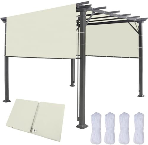 Sonnensegel Windschutz 220 x 420 cm Wasserdicht PES Polyester (Nach Mass), Uv-Schutz Schattennetz Garten, Leicht Schattennetz für Terrasse Balkon Garten, Creme Farben