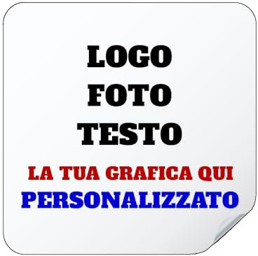 100 Adesivi Personalizzati Etichette con immagine, logo aziendale, foto, testo Personalizzato (Quadrato, 4x4 cm)