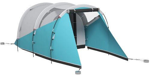 Outsunny Tente de Camping familiale 4-5 Personnes, Tente Tunnel imperméable, 2 Portes + fenêtres, ventilée, Facile à Monter, 4,6 x 2,6 x 1,9 m, Bleu