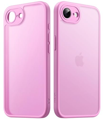 JETech Funda Mate para iPhone 16e 6,1 Pulgadas 2025, Antigolpes Protección contra Caídas Grado Militar, Carcasa Trasera Translúcida Esmerilada, Antihuellas (Rosado)