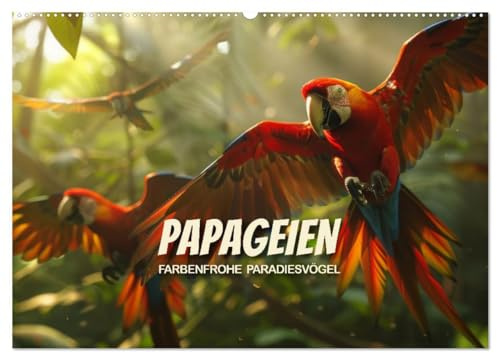 Papageien - Farbenfrohe Paradiesvögel (Wandkalender 2026 DIN A2 quer), CALVENDO Monatskalender: Atemberaubende Schönheit von Papageien in ihrem natürlichen Habitat (CALVENDO Tiere)