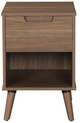 OOMRNV Table De Chevet Moderne À 1 Tiroir en Noyer Brun, Table De Chevet pour Chambre À Coucher, Salon, Table D'Appoint