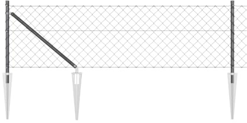 vidaXL Fence Post Grey 10 x 0.4 m (60 x 60 mm mesh) Steel and PVC, Garden and Terrace, Metal Fence Post, Outdoor Barrier, Durable Landscape Support, Safety Solution, Weatherproof System