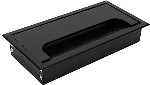 Desk Grommet, Metal Rectangle Desk Cord Cable Hole Cover Cable Organizer for Home Office Management Computer Table Black