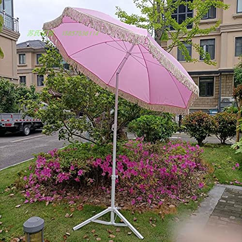 HUIBBGO Parasol de terrasse à Franges inclinable 200 cm, Parasol de Jardin extérieur pour pelouse/Mariage/terrasse, Parasol de Plage Rose