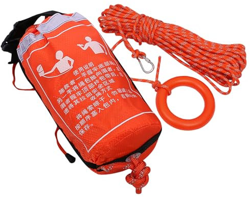 Sghtil Bolsa de lanzamiento para rescate de agua, cuerda de lanzamiento con bolsa de natación, equipo de seguridad reflectante para kayak, rafting, barcos, inundaciones, mar, piscina, 16 metros, ver