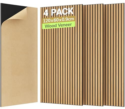 TONOR 4 Pack Akustikpaneele selbstklebend für deko 120x60x0.9 cm, Oak | Schalldämmung Schallschutz wand Schallschutzplatten Akustikplatten, Akustische Behandlung und Wanddekoration für Studio Büro