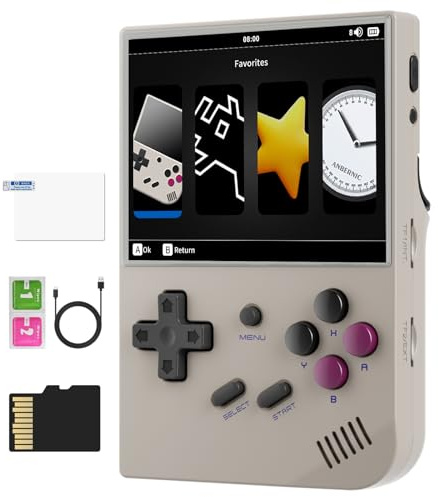 RG35XX 2024 Retro Handheld Game Console Linux System HD and TV Output 3.5 Inch IPS Screen 64G TF Card 5500+ Classic Games 2600mAh Battery RG35XX Gray