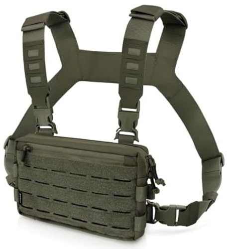 Tacticals Chest Rigs Pack Herren Lauftasche mit Frontschlaufe Recons Chest Rigs für Outdoor-Workouts Running Pack, armee-grün, Mass Beauty