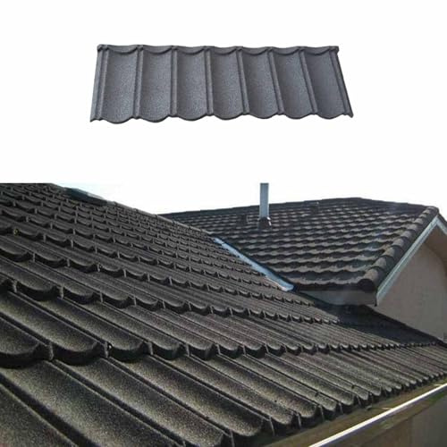 Metalldachschindeln – Wellblech-Dachplatten aus verzinktem Stahl, 132 x 42 cm, große, isolierte Deckenplatten, für Hühnerställe, Pavillons, Wohnmobile, Pergolen, Garagen(Black,20pcs)