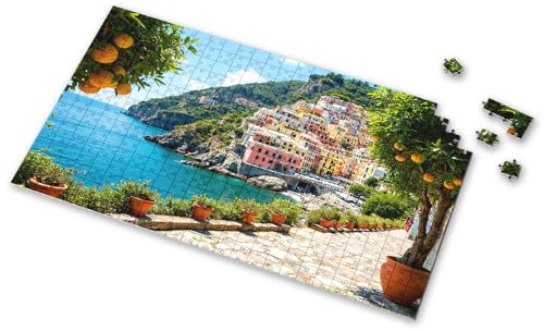 Toddlers Toys Colorful Coastal Town With Orange Trees And Blue Sea Picture Puzzle 1000 Piece Puzzles 300 Piece Puzzles(1000PCS)