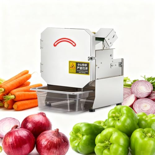 SIEEOUR Machine Trancheuse Légumes Commerciale, 200w Coupe-Légumes Automatique Polyvalent, Structure Robuste, 150-300kg/H, Épaisseur 1.3-35mm, Pour Hacher, Couper En Rondelles Légumes