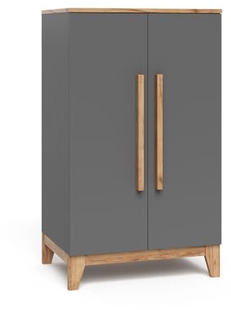 VitaliSpa Kinderkleiderschrank Malia, Grau/Artisan, 70 x 120 cm | zur Aufbewahrung von Kinderkleidung und kombinierbar