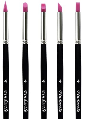 Findartle Silicone Clay Sculpting Tool, 5 pcs Silicone Paint Brush For Sculpture, Pottery, Nail Art, DIY Handicraft, Rock,Oil Painting (Size 4)