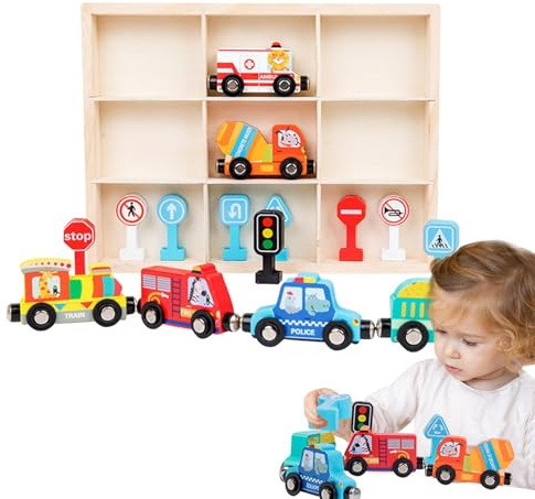 Opilroyn Holzeisenbahn,Magnetische Pädagogische Lern- und Bildungsaktivitäten - Eisenbahn Spielzeug - Für Kinder ab 3 Jahren, und Mädchen, Zuhause, Klassenzimmer, Kindertagesstätte Vorschule im