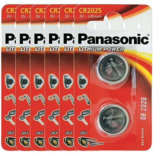 12 x Panasonic CR2025 Coin Battery Batteries Lithium 3V Watches Torches Car Keys