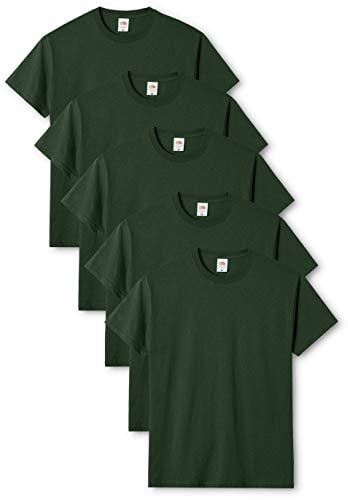 Fruit of the Loom Men's Original T. T-Shirt Pack of 5, Bottle Green, Large