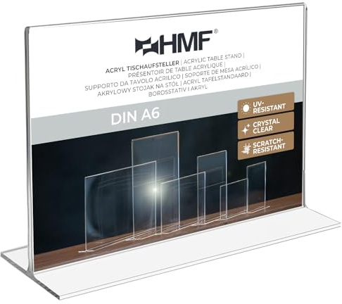 HMF 46923 Acryl Tischaufsteller gerade | DIN A6 Querformat | Glasklar