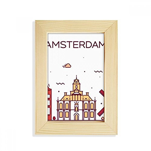 DIYthinker Amsterdam Wohnung Wahrzeichen Desktop-HÖlz-Bilderrahmen Fotokunst-Malerei Passt 10.2 x 15.2cm (4 x 6 Zoll) Bild Mehrfarbig