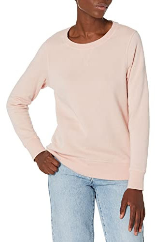 Amazon Essentials Damen Sweatshirt Aus French Terry Fleece Mit Rundhalsausschnitt (In Übergröße Erhältlich), Hellrosa, L