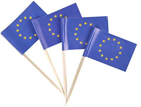 JBCD EU Flagge, europäische Flaggen, 100 Stück Cupcake-Topper, Flagge, Länderflagge, Nationalflagge, kleine Mini-Flaggen, Picks, Party-Dekoration, Feier, Cocktail, Essen und Kuchen Flaggen