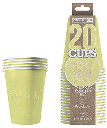 Original Cup - 20 x Gobelets Américains en Carton 53 cl - Soirée Beer Pong - Jaune Pastel