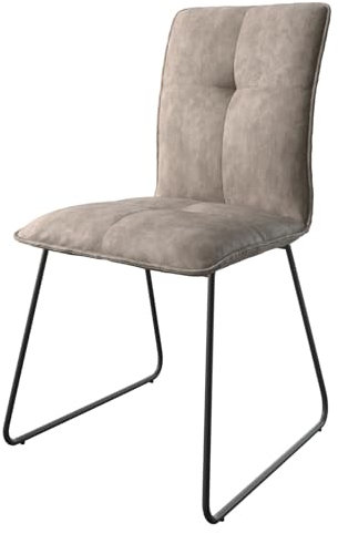 DELIFE Polsterstuhl Maddy-Flex Kufengestell Schwarz Mikrofaser Taupe Vintage