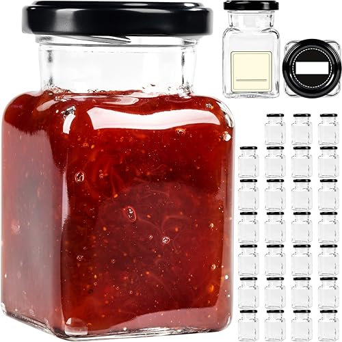 GIESSLE 30x Retro - Marmeladengläser Vorratsgläser für Kräuter je 150ml kleine Vorratsbehälter aus Glas Einmachglas mit Deckel