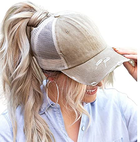 ProMindFun Criss Cross Damen Baseballkappen, unaufgebaut, verwaschener Dad-Hut für Mädchen - - 54-60 cm