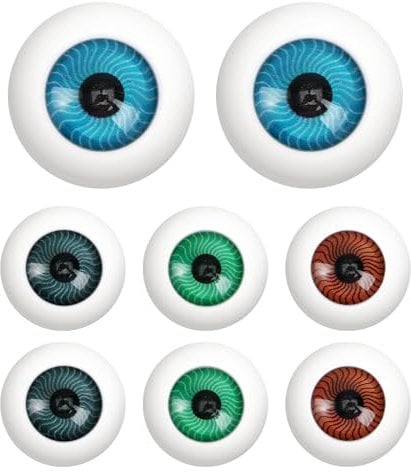 WINOMO 8pc Realistic Half Round Hollow Back Fake Eyes Eyeballs, DIY Halloween Prop Horror Mask Doll Bear for Halloween