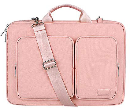Sacoche pour Ordinateur Portable Sac à Bandoulière Multifonctionnel Sac à Main Housse de Protection pour Ordinateur Pochette PC Portable Hommes/Femmes/Affaires 13.3 Rose