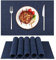LIFEWAER Tovagliette Colazione Plastica Set di 4 Tovagliette Americane Lavabili Tovagliette Personalizzate Sottopiatti Pranzo per Tavolo da Cucina,S01 Blu Navy