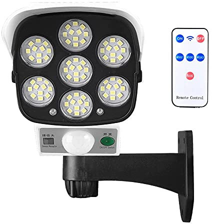 Deals -Faux Caméra Avec Lumière Panneau Solaire Spot de 77 Led avec Capteur De Mouvement