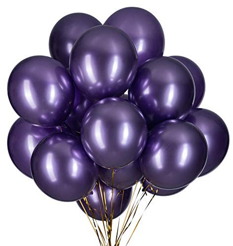 12 Zoll Luftballons Violett Helium,Metallic Luftballons lila 50 Stücke Latex Ballons Ø 30 cm für Hochzeit Valentinstag Geburtstag Taufe Kommunion Party Deko