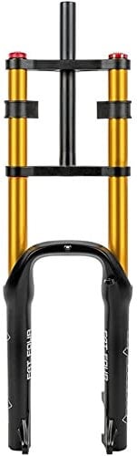 ZFF 20 Inch Bike Fat Fork 4.0 Tire Air Suspension Fork Double Shoulder 1-1/8 Disc Brake QR 135mm Travel 110mm Adjustable Rebound For Snow Beach XC MTB Bicycle 2880g (Color : Gold, Size : 20)