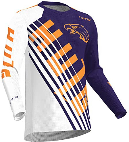 HULG Motocross-Trikot Für Herren | MTB Mountainbike 100% Hochwertiges Polyestergewebe | Atmungsaktives Material, Schnell Trocknend, Antibakteriell |Lange ÄrmelJersey (Purple,L)