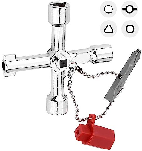 Devenirriche 6-Way Meter Box Key, Multi-Functional Utilities Key, Electric Meter Box Key Valve Key for Electric Cupboard Cabinet Opening Key (Silver)