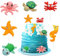 FRUHLING 6 Stück 3D Meerestiere Tortendeko Cartoons Kuchen Topper Cupcake Tortenstecker Tortenfiguren für Kinder Geburtstag