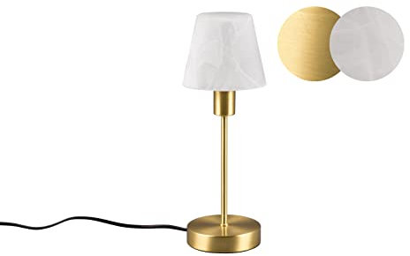 lightling Tischleuchte Ludwig mit Fuß in messing matt Metall, Glasschirm weiß alabaster, Touch On/Off, 1 x E14 max. 40W, ø 12 cm, Höhe 32 cm