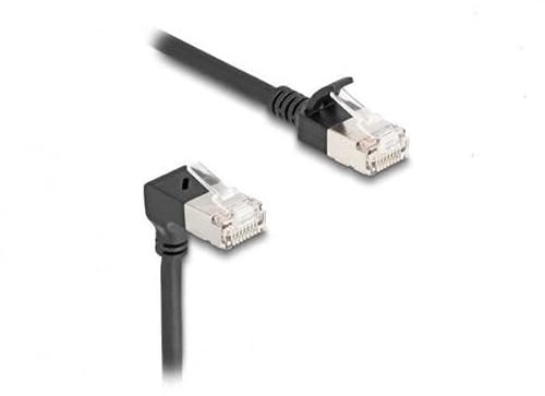 DeLOCK RJ45 Netzwerkkabel Cat.6A S/FTP Slim 90° unten gewinkelt/gerade 3 m