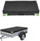 Anhängerplane Flachplane, 207x114x10cm Anhängerabdeckung, 420D+PVC wasserdichte Reißfeste Abdeckplane mit Planenseil, Ideal für Diverse Humbaur Böckmann PKW Hänger 750kg (Schwarz)