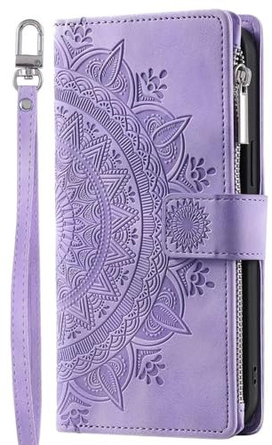 Rnrieyta Miagon Reißverschluss Brieftasche Hülle für Samsung Galaxy S24 Plus,Magnet Handyhülle Tasche PU Leder Totem Blume Prägung Klapphülle Flip Case Geldbörse mit Kartenfach