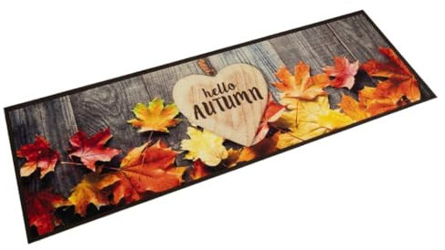 vidaXL Küchenteppich, Küchenläufer rutschfest Waschbar, Teppichläufer für Innen Außen, Teppich Läufer Küchenmatte, Herbst 60x180cm Samt